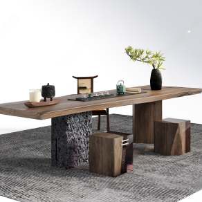 新中式茶桌椅组合3D模型下载